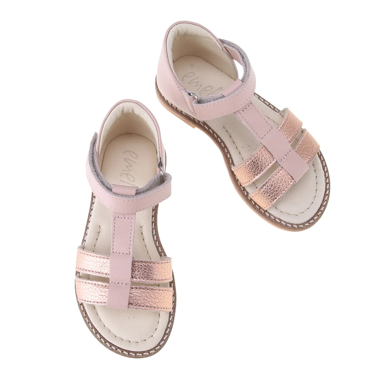 (2618-18) Emel  strap sandals rose gold