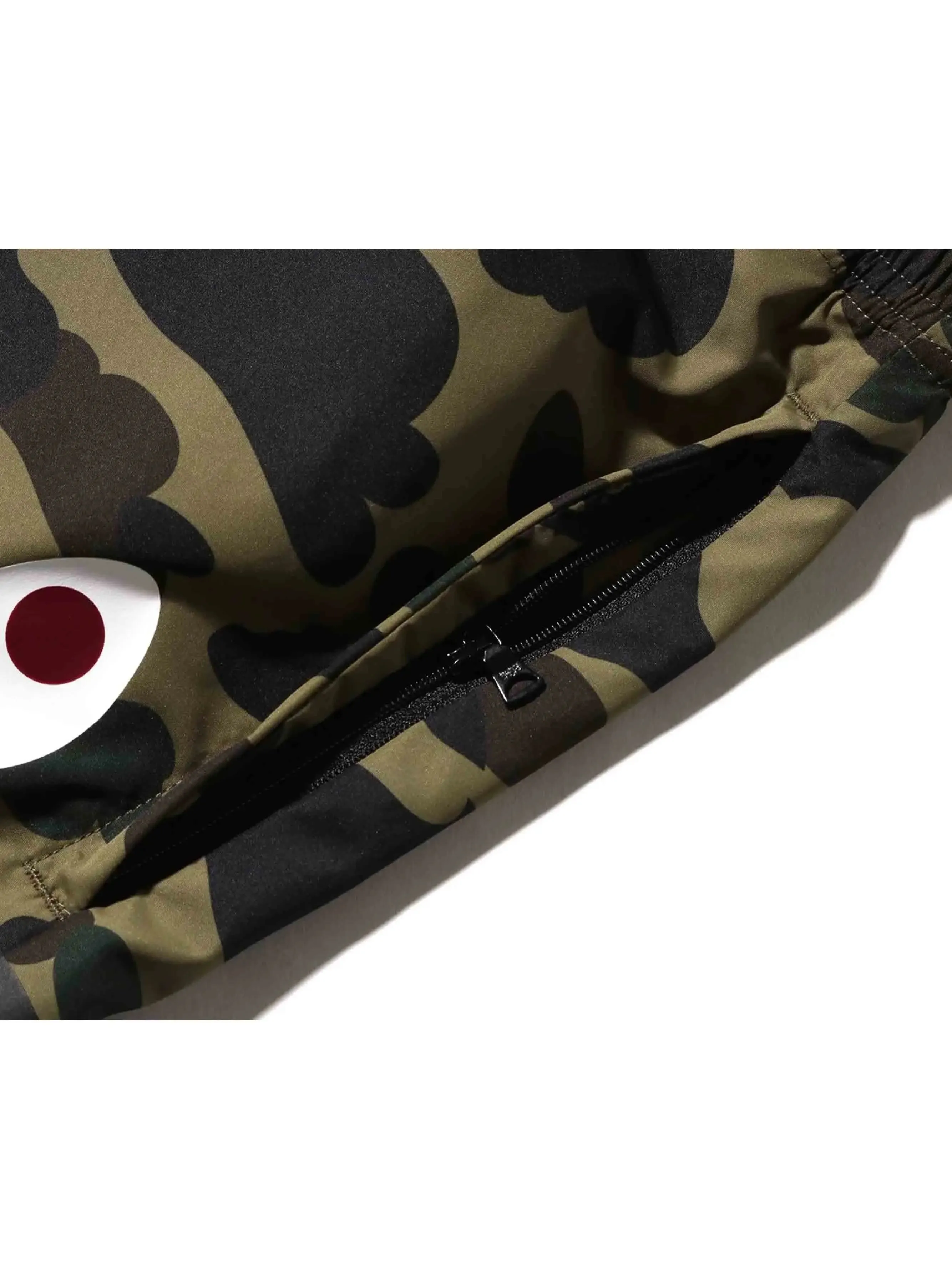 A Bathing Ape Camo Side Shark Beach Shorts Green