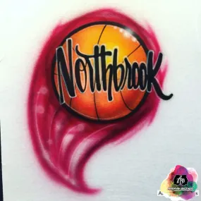 Airbrush Red Basketball Swoop Shirt Design