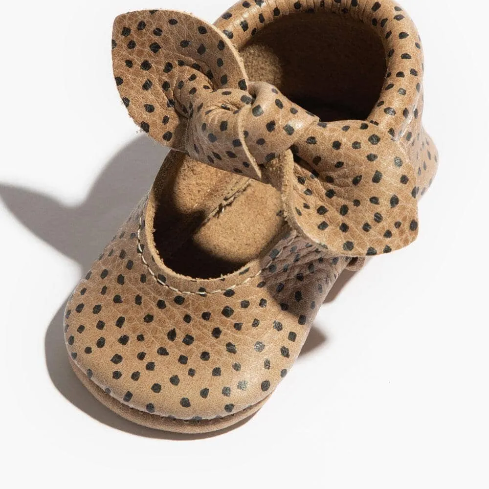 Almond Speckles Knotted Bow Baby Shoe