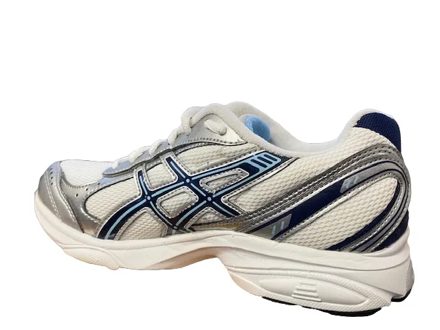 Sure! The optimized title for this Asics running shoe would be Asics Patriot TN8F7 0150 White Navy Blue Atom Running Shoe.