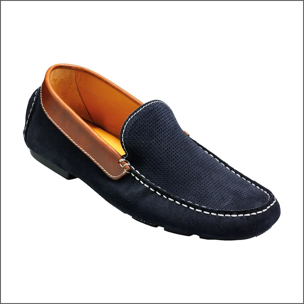 Barker Denby - Navy Suede / Brown Collar Size 9 Only<>