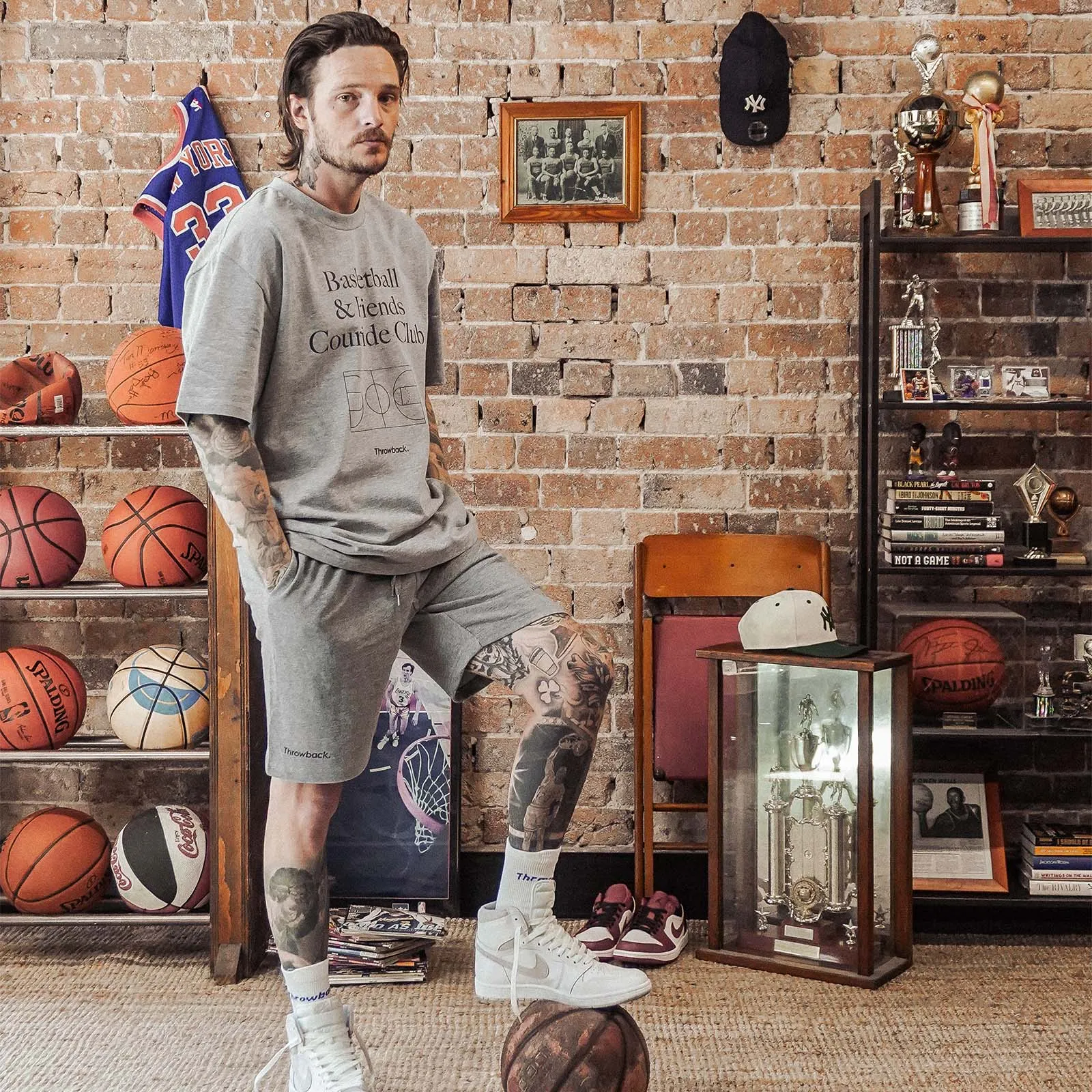 Basketball & Friends Courtside Club Tee  - Grey Marle