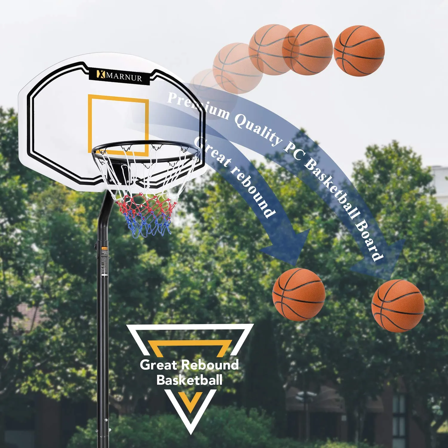 Basketball Hoop Portable Basketball Goal Basketball System 35x23.6 Backboard with Adjustable Height and Removable Wheels Outdoor/Indoor for Kids/Youth/Teenagers