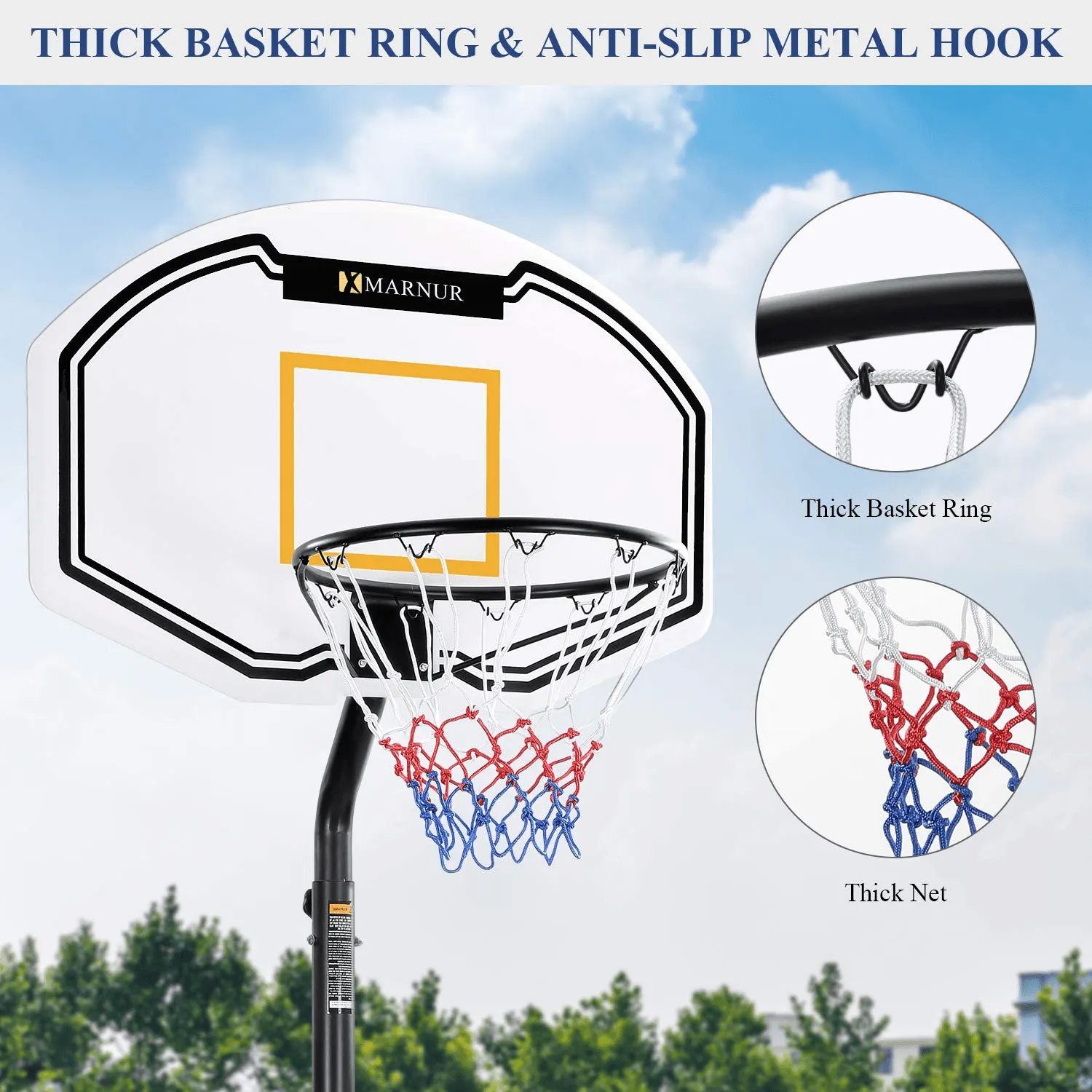 Basketball Hoop Portable Basketball Goal Basketball System 35x23.6 Backboard with Adjustable Height and Removable Wheels Outdoor/Indoor for Kids/Youth/Teenagers