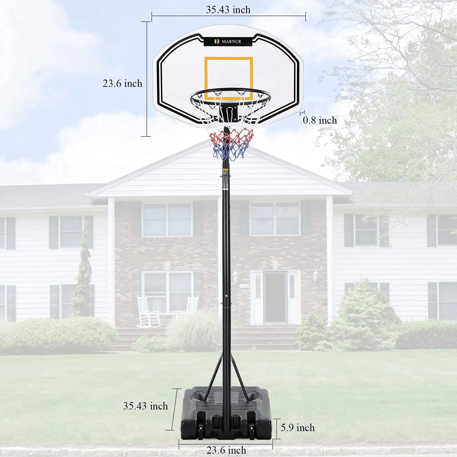 Basketball Hoop Portable Basketball Goal Basketball System 35x23.6 Backboard with Adjustable Height and Removable Wheels Outdoor/Indoor for Kids/Youth/Teenagers