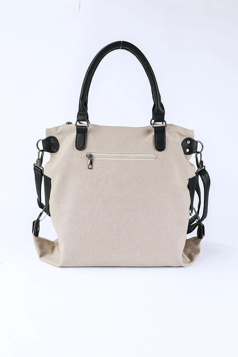 Beige Casual Star Canvas Tote Bag