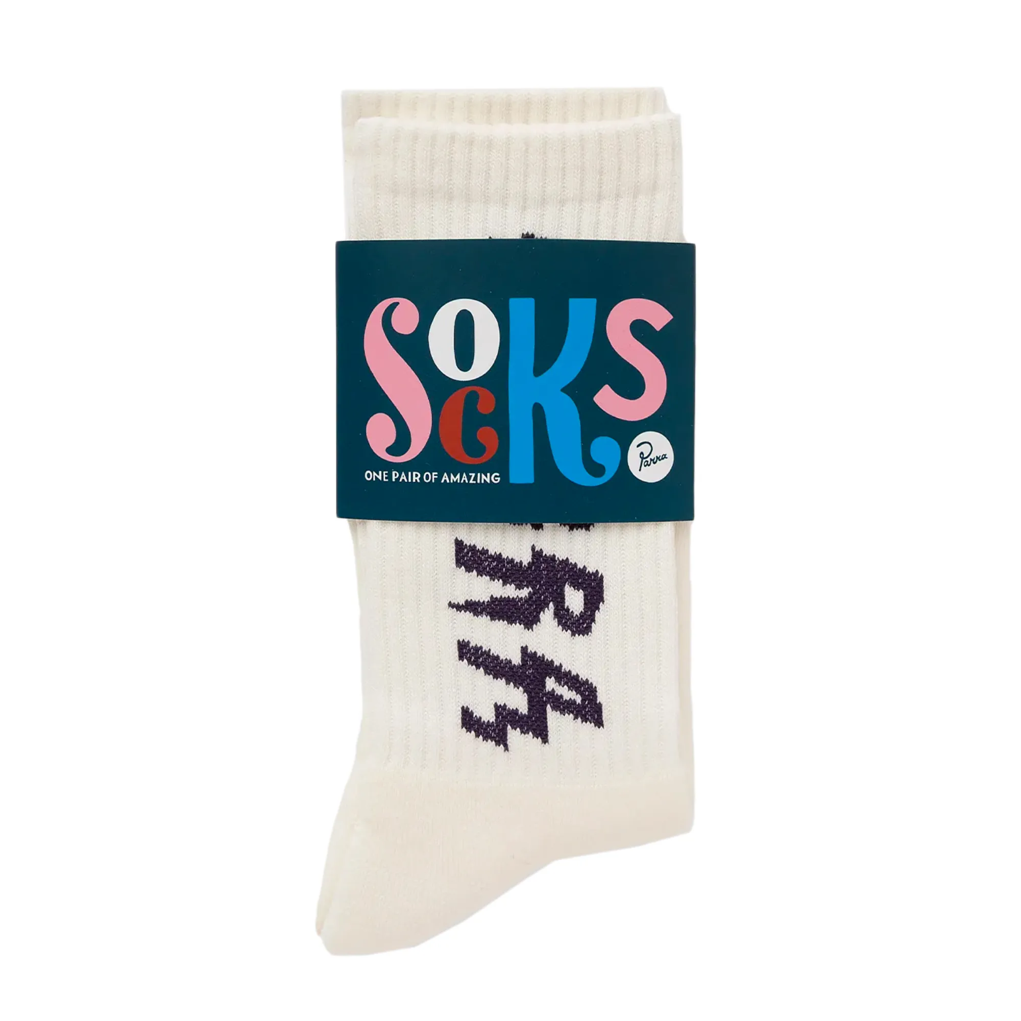 By Parra Spiked Logo Crew Socks White 50551