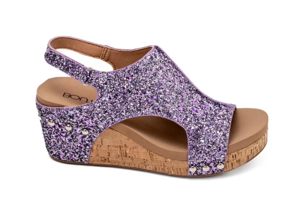 Carley Wedge in Lavender Chunky Glitter