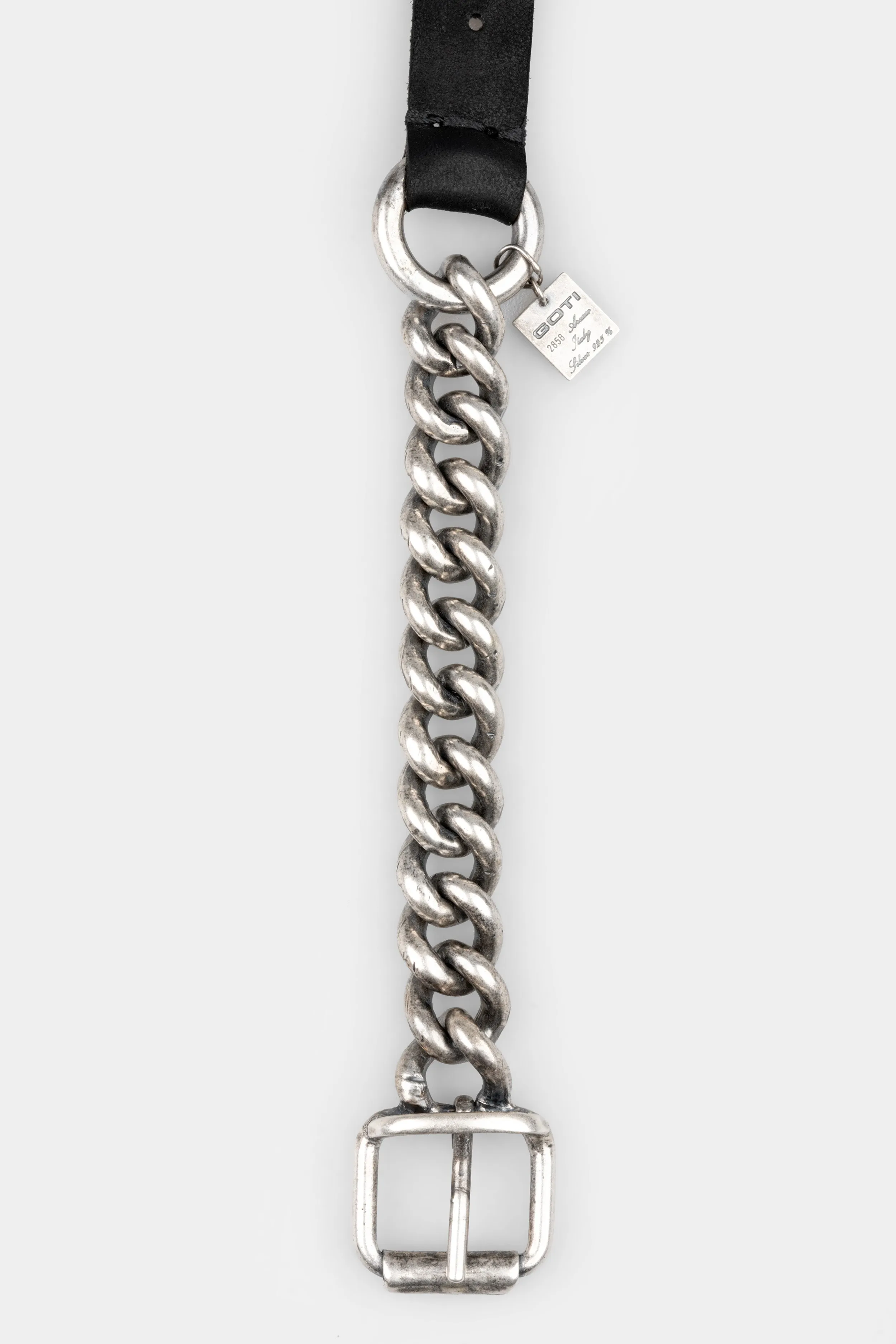 Chunky chain leather bracelet