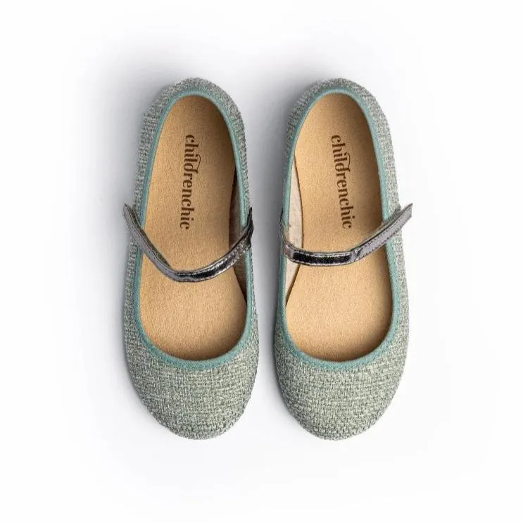 Classic Textured Mary Janes in Blue