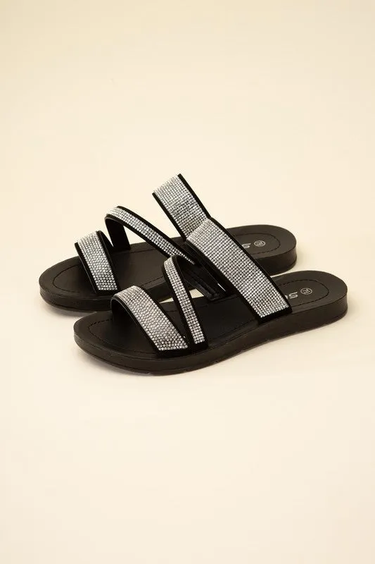 Dazzling Rhinestone Strap Sandals