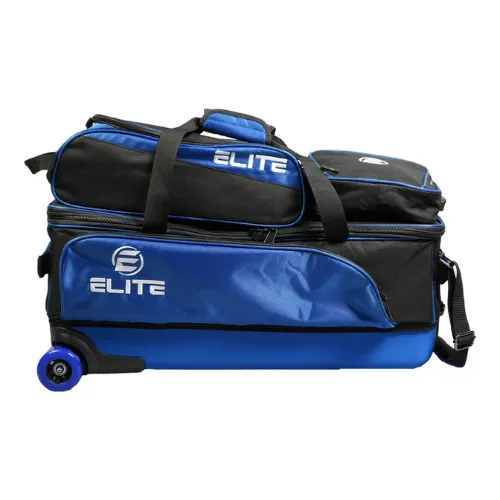 ELITE 3 Ball Slim Triple Tote with Shoe Bag and Access Pouch - Black/Royal Bowling Bag