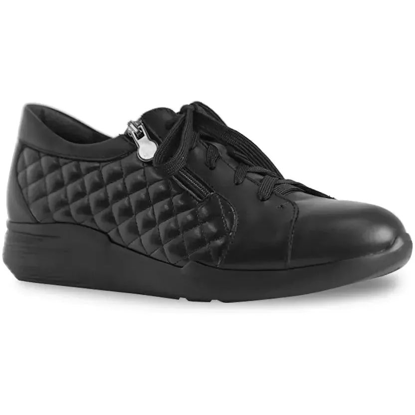 Emmie Black Quilted Zip/Lace Shoes