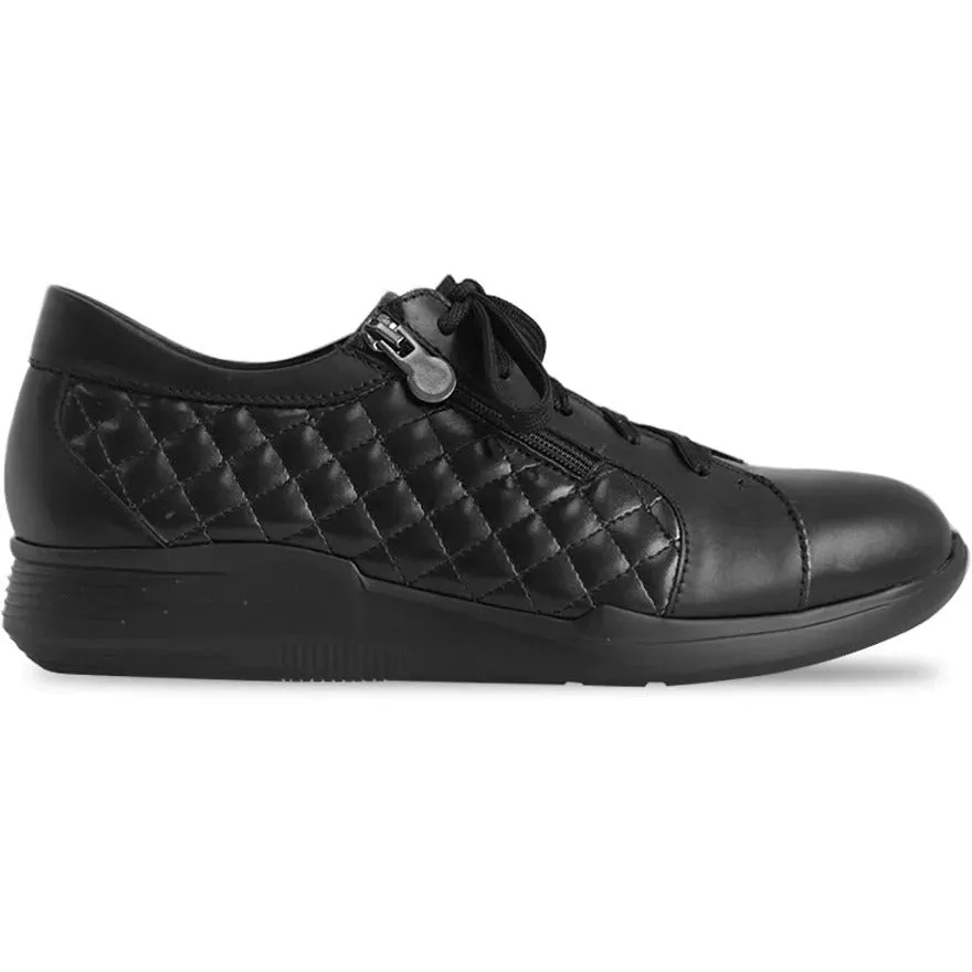 Emmie Black Quilted Zip/Lace Shoes