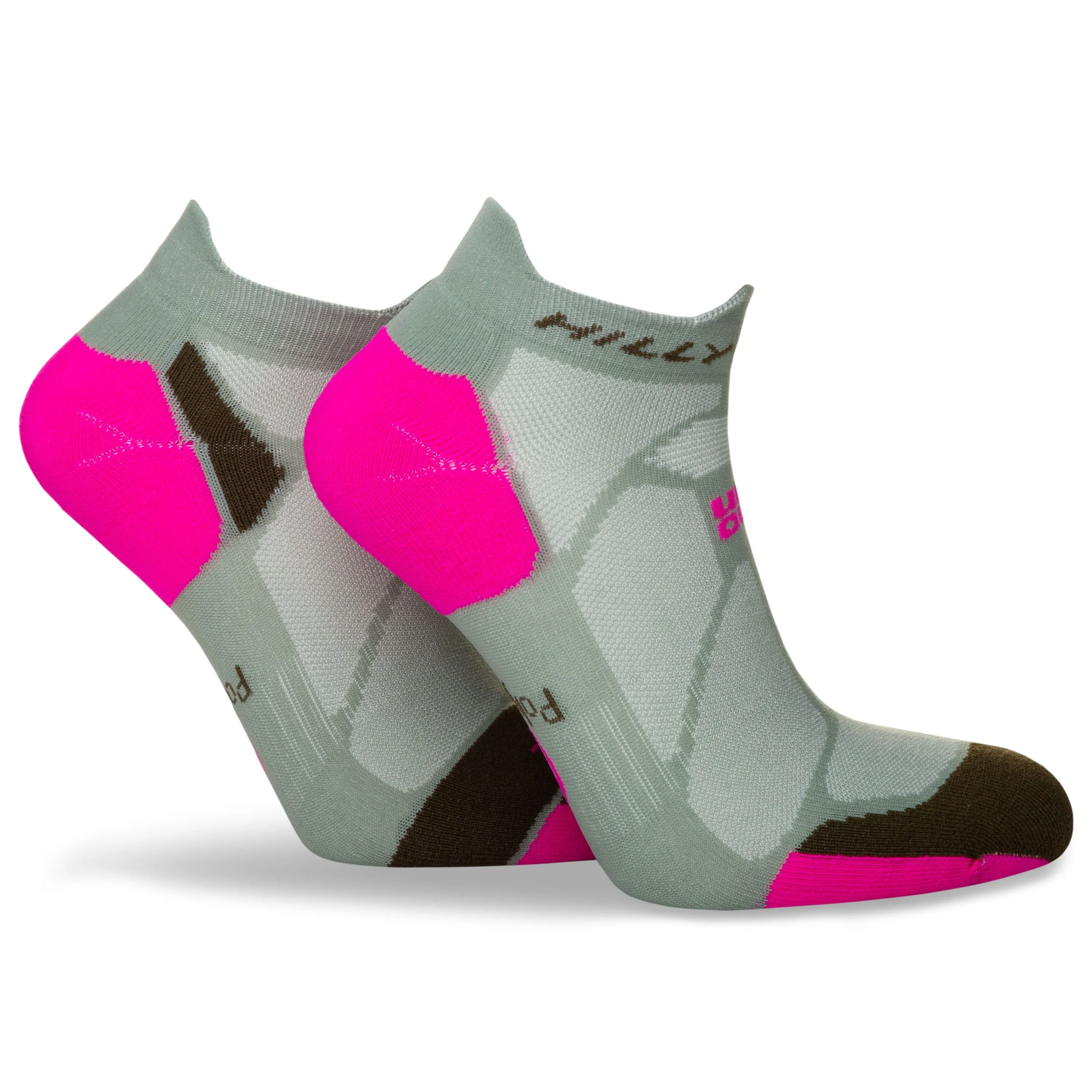 Hilly Marathon Fresh Socklet Min - Sage/Fluo Pink