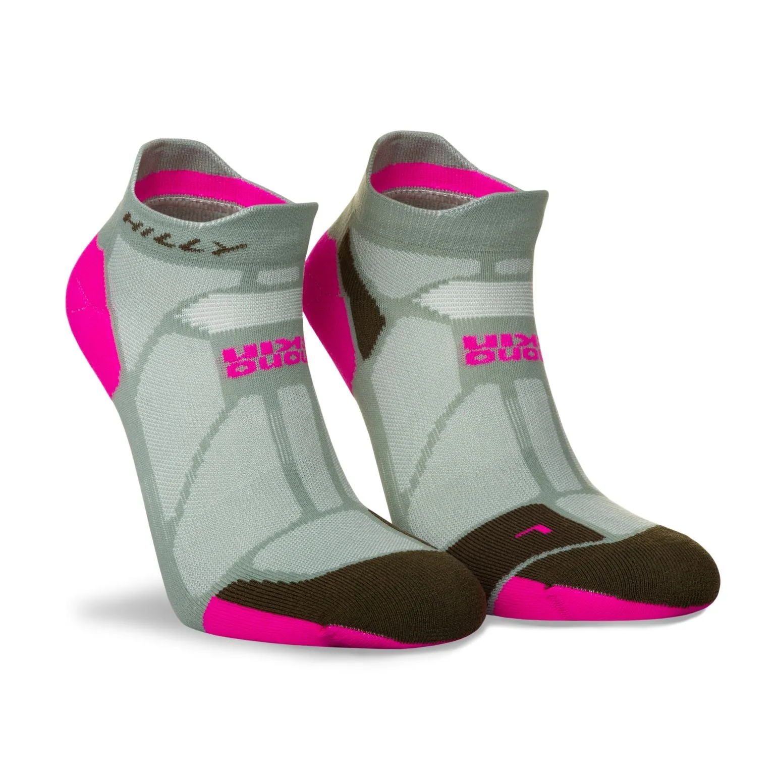 Hilly Marathon Fresh Socklet Min - Sage/Fluo Pink