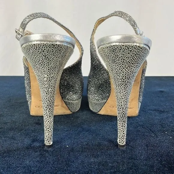 Jimmy ChooSilver Sparkly Stiletto Platform