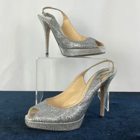 Jimmy ChooSilver Sparkly Stiletto Platform