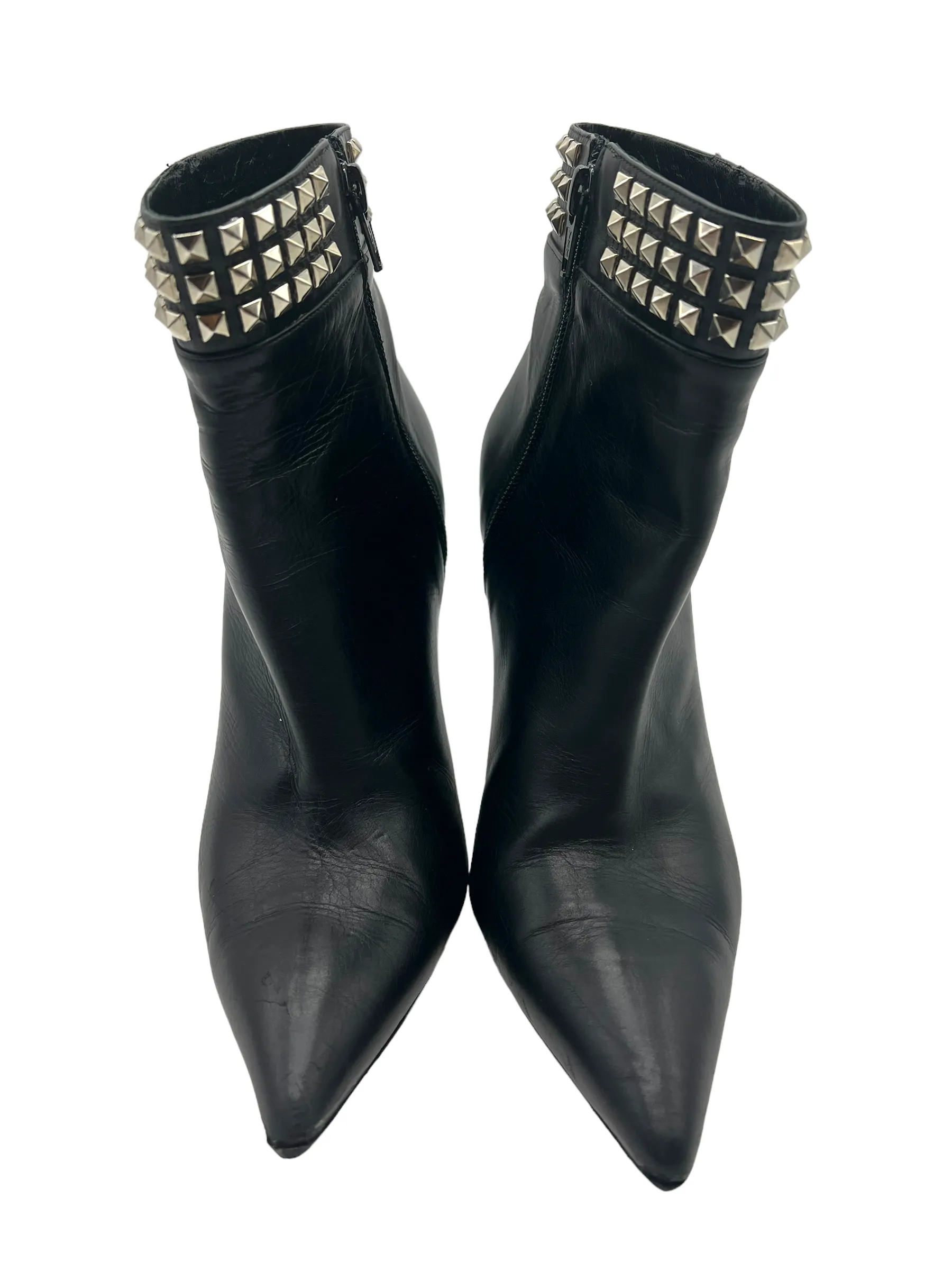 Manolo Blahnik Black Leather Studded Size 38 Boots