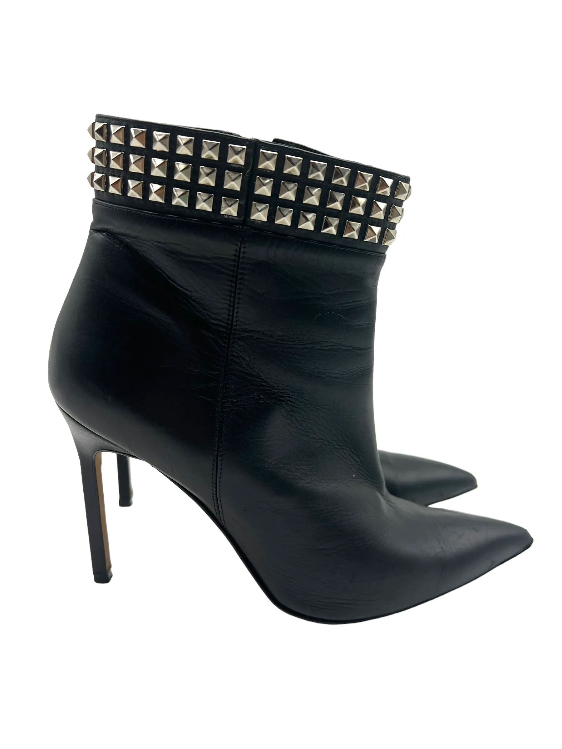 Manolo Blahnik Black Leather Studded Size 38 Boots