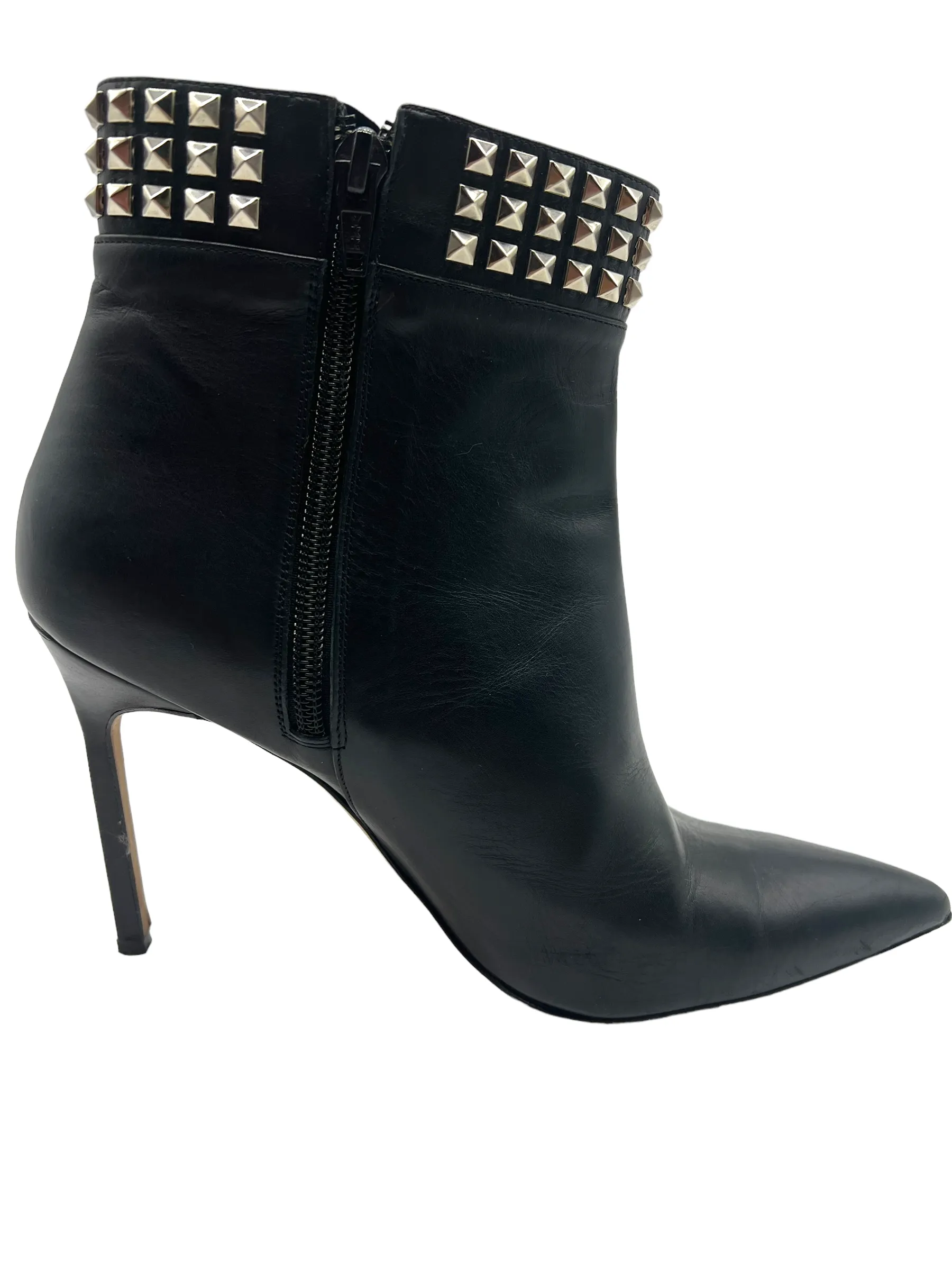 Manolo Blahnik Black Leather Studded Size 38 Boots