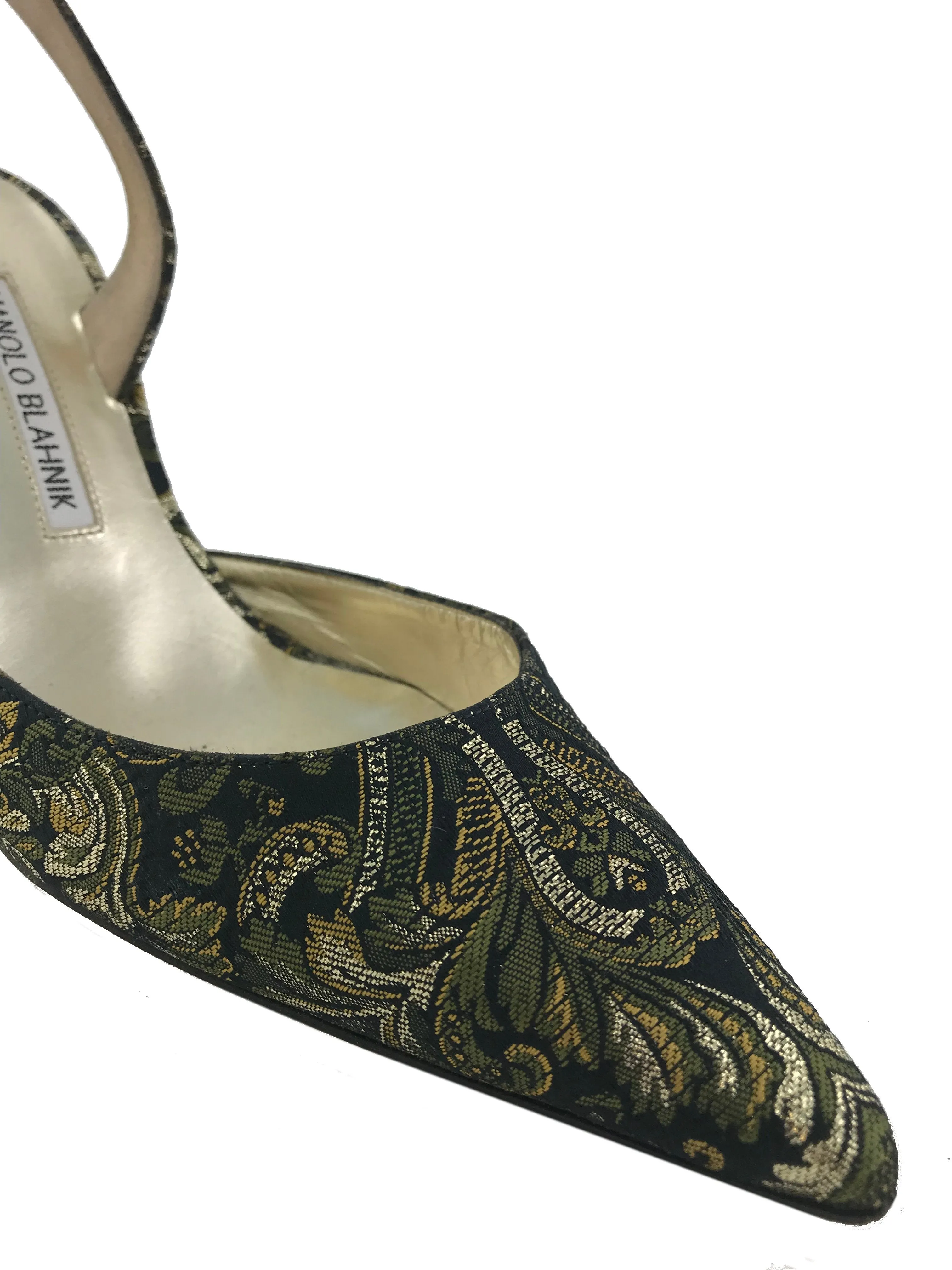 Manolo Blahnik Jacquard Carolyne Slingback Pump Size 9.5