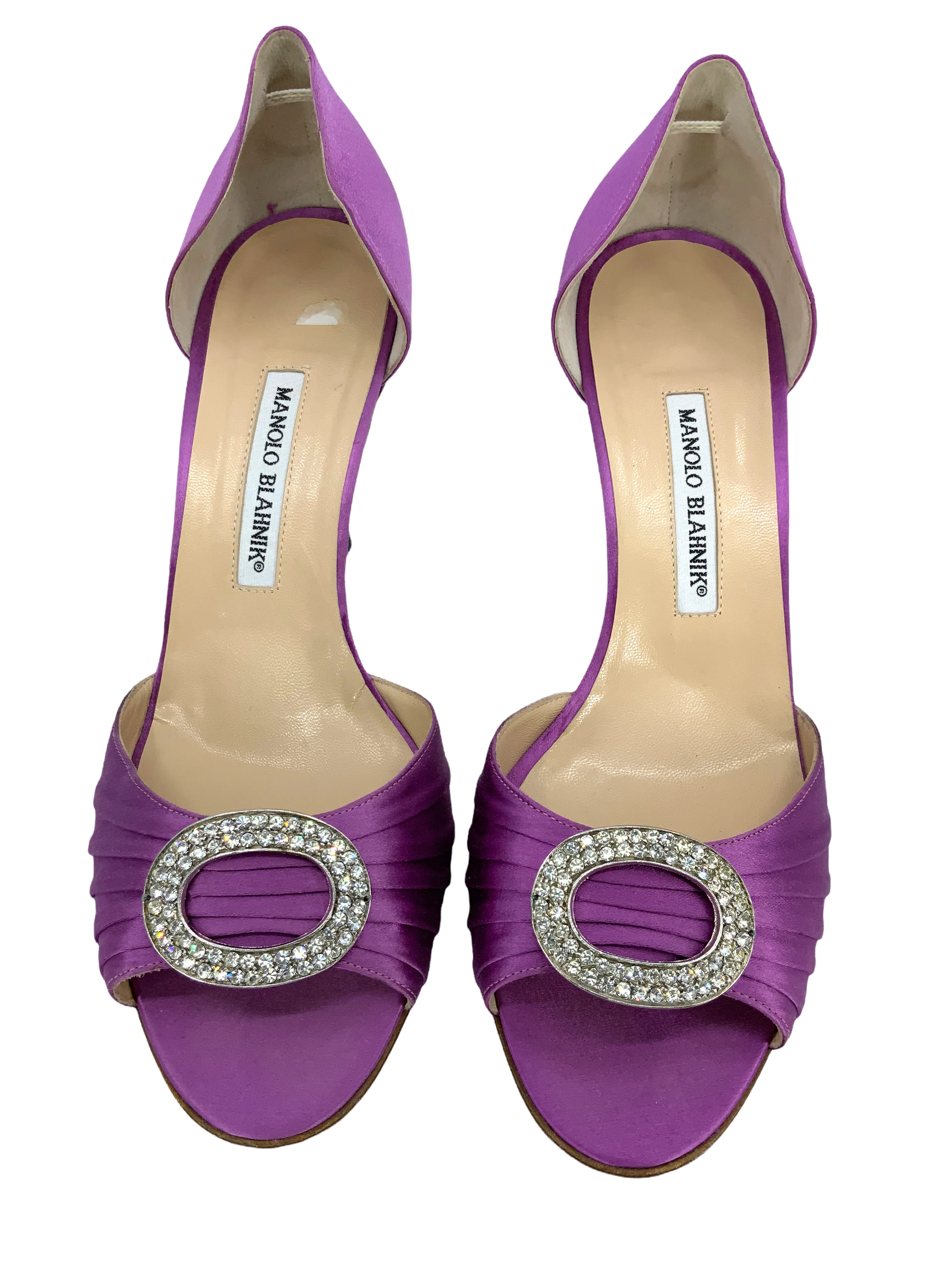 Manolo Blahnik Sedaraby Embellished Satin d'Orsay Pumps Size 10.5