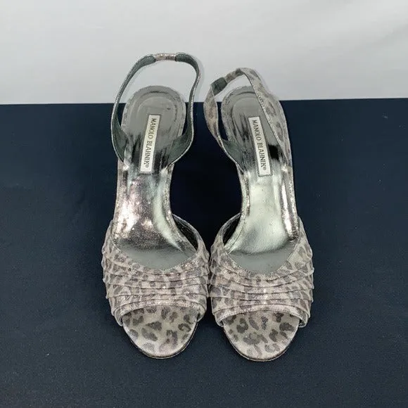 Manolo Blahnik Silver Animal Print Heel