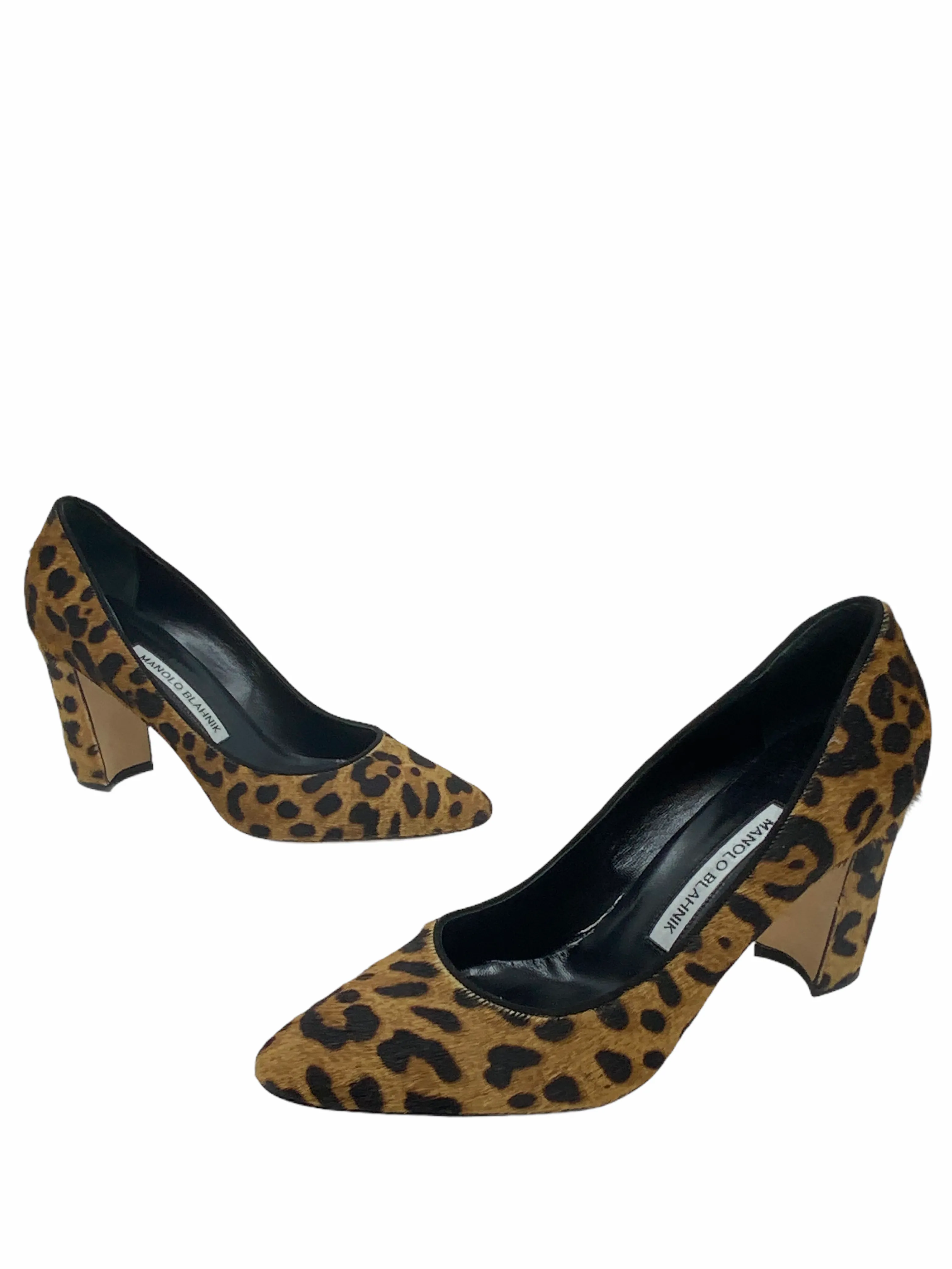 Manolo Blahnik Tucciototo Leopard-Print Calf Hair Pumps Size 7