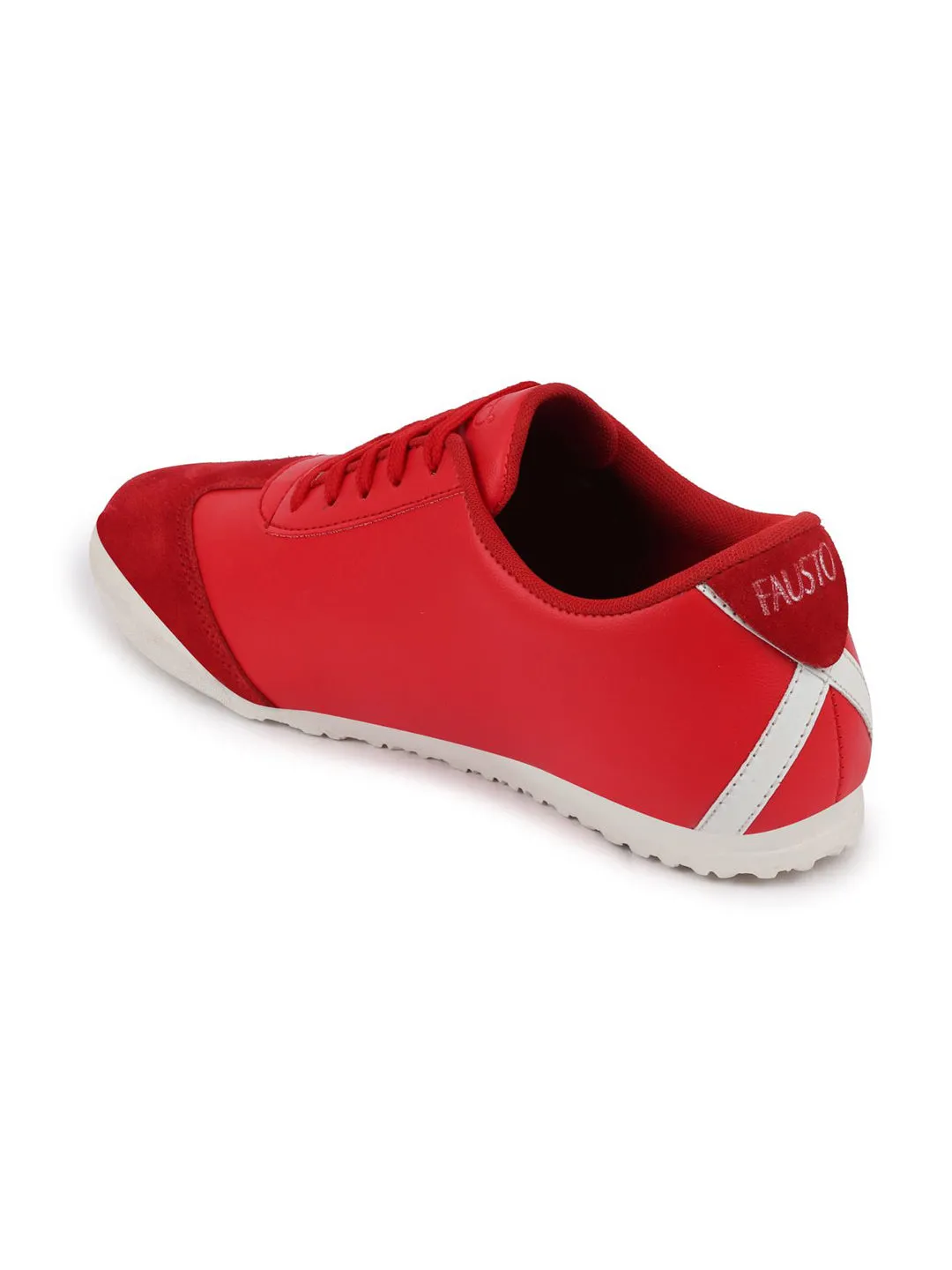 Men Red Trendy Lace Up Sneakers