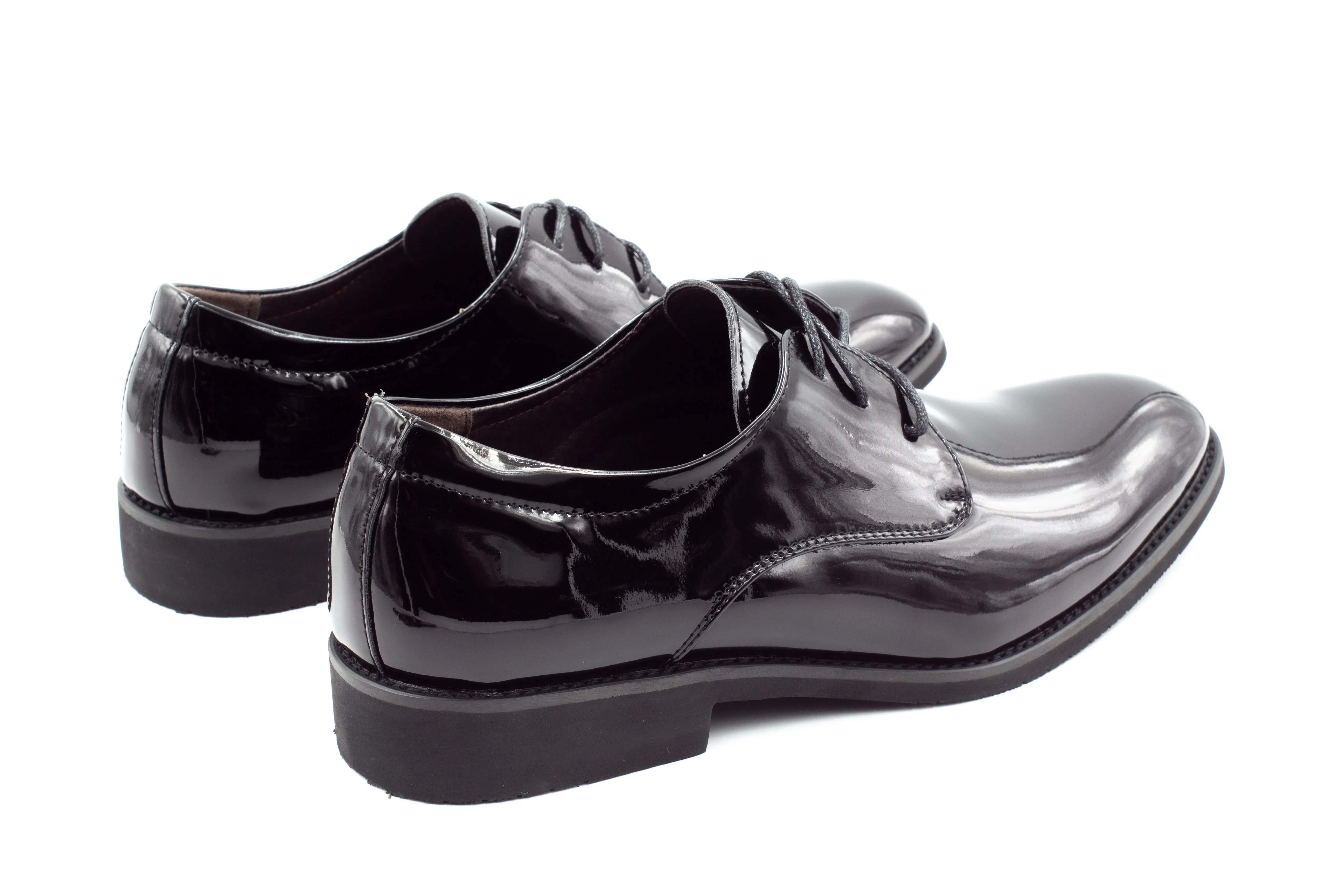 Mens London Derby Shoes - Patent Black