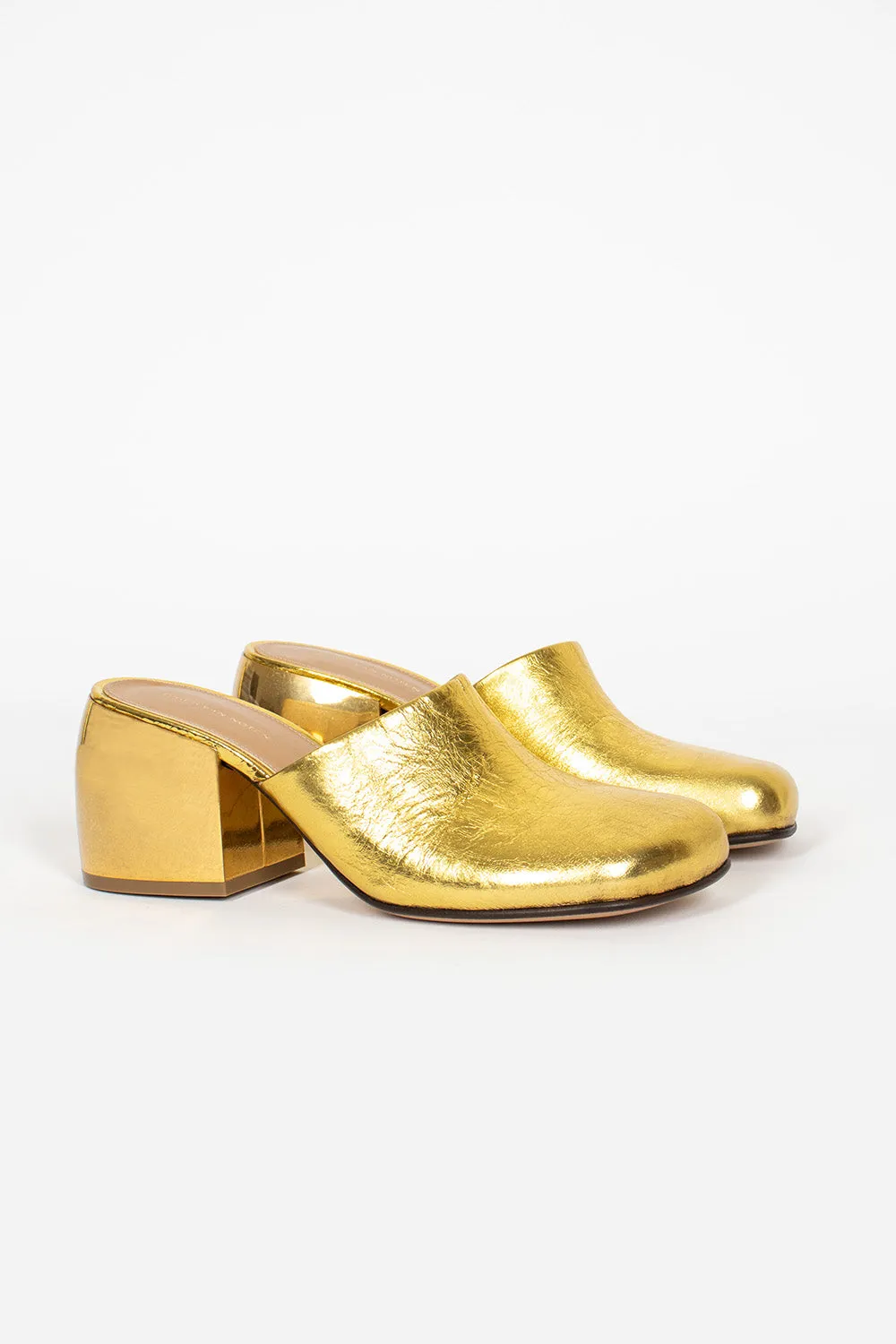 Metallic Leather Mules