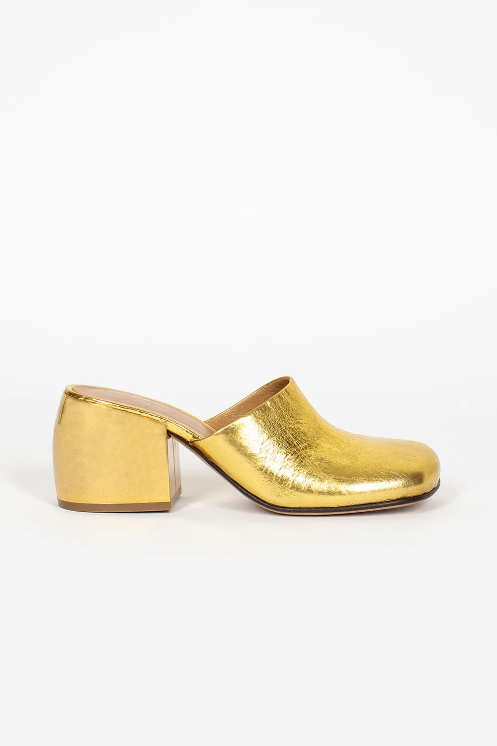 Metallic Leather Mules