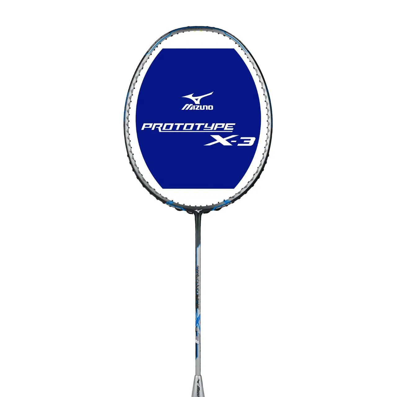 Mizuno Prototype X-3 Badminton Racket (Unstrung) - Charcoal/Silver Cloud/Cyan