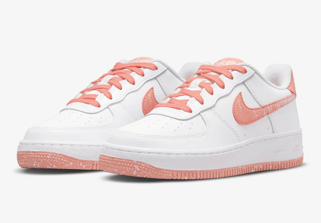 Nike Kid's Air Force 1 LV8 Shoes - White / Light Madder Root / Aura