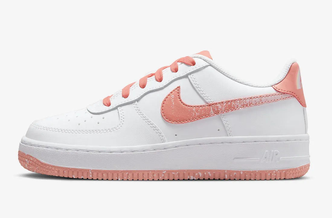 Nike Kid's Air Force 1 LV8 Shoes - White / Light Madder Root / Aura