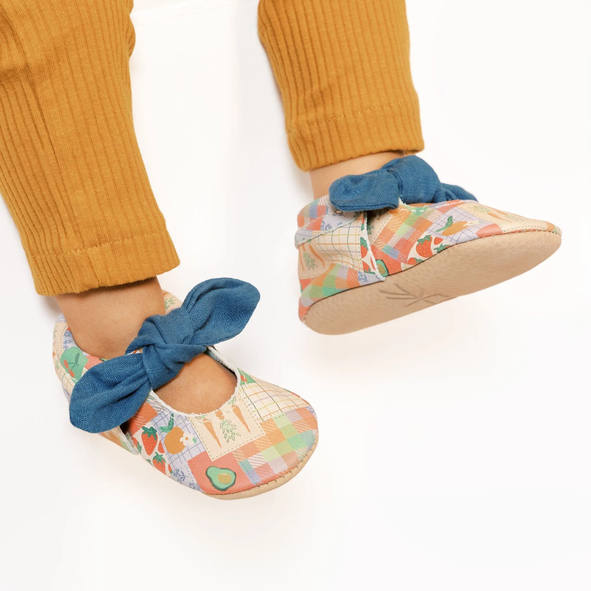 Patchwork Knotted Bow Baby Shoe