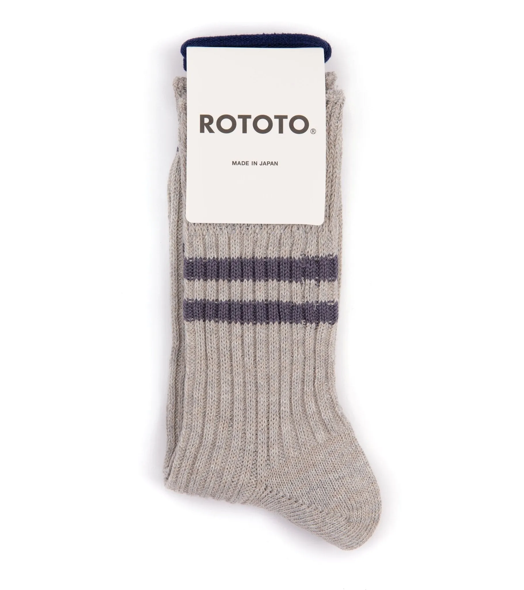 RoToTo Hemp Organic Cotton Stripe Socks: Grey/Purple Haze