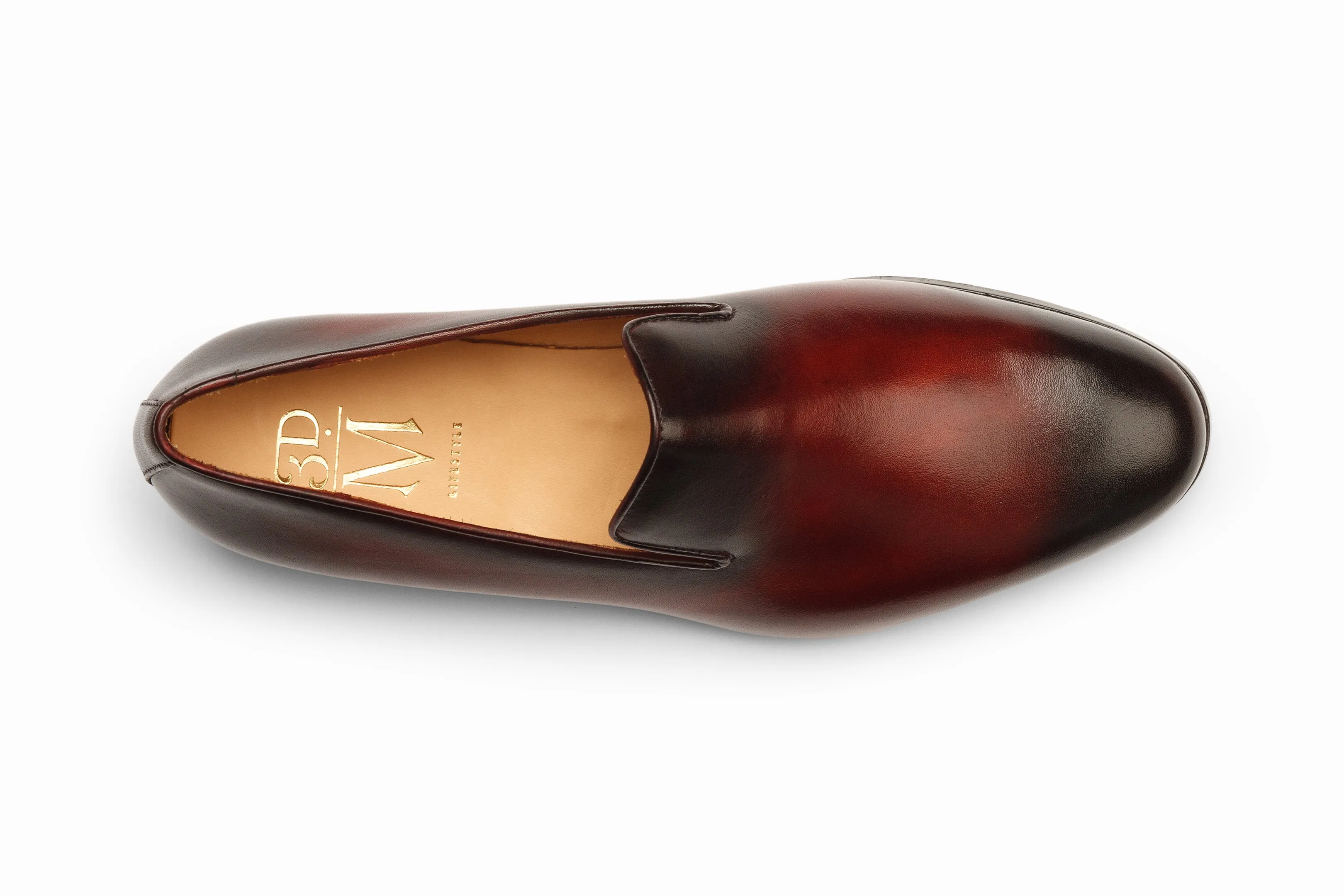 Venetian Loafers - Oxblood and Black Patina Finish