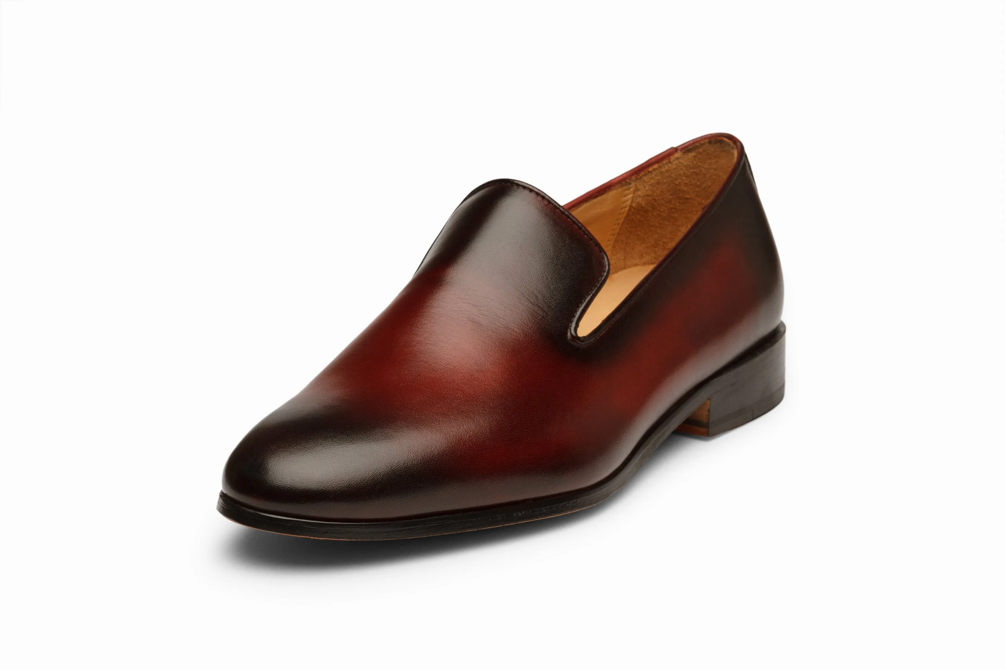 Venetian Loafers - Oxblood and Black Patina Finish