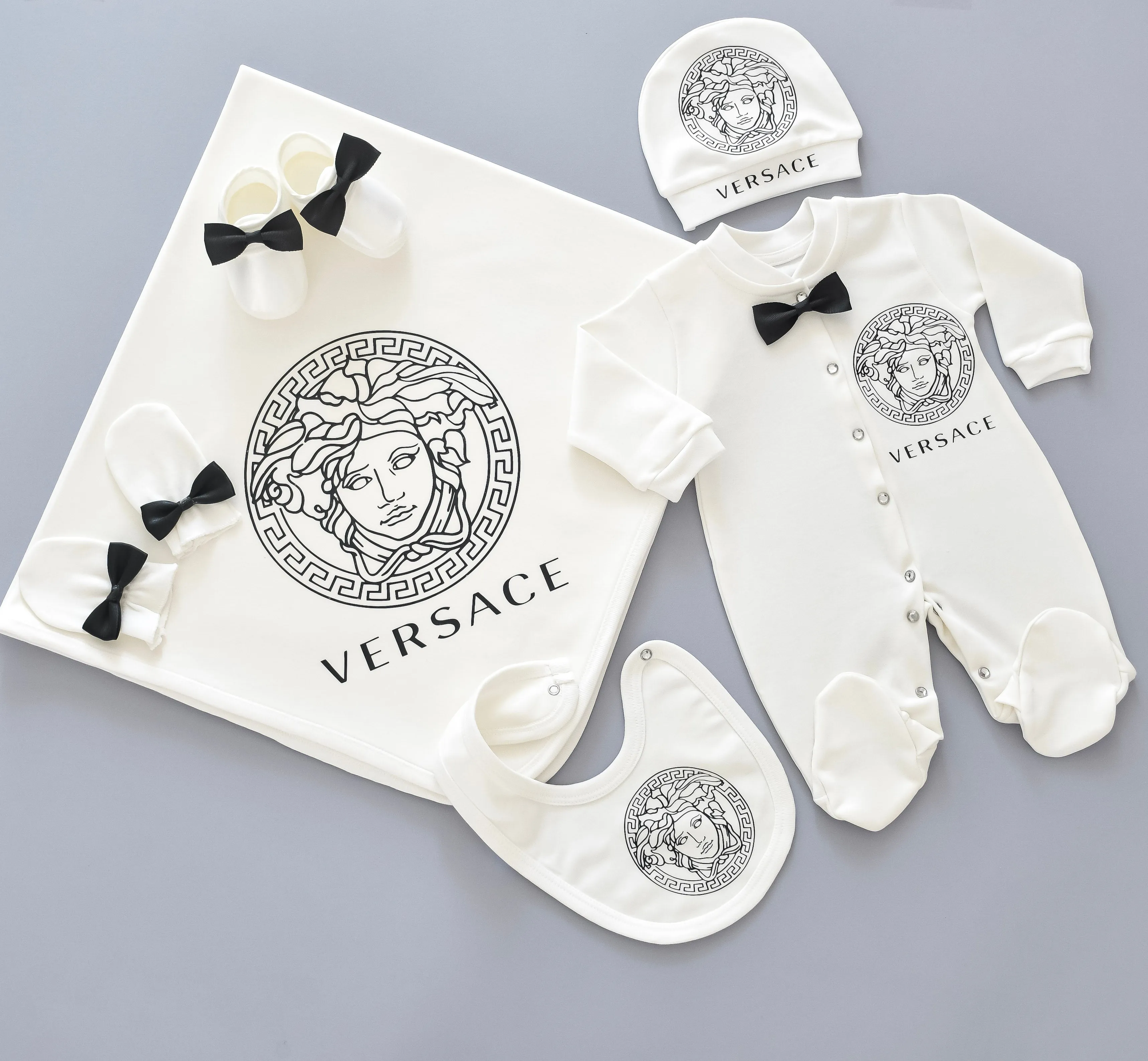 Versace Inspired Newborn Baby Set - 6 Pieces Set