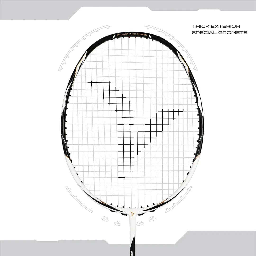 Young Aero 9000 Blast Strung Badminton Racket - Black/White