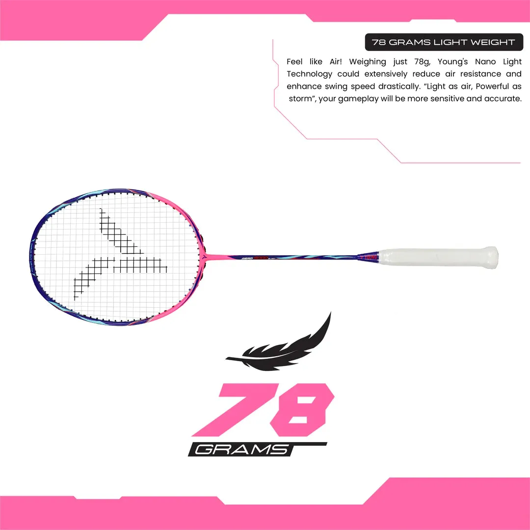 Young Aero 9000 Blast Badminton Racket (Strung) | Blue/Pink