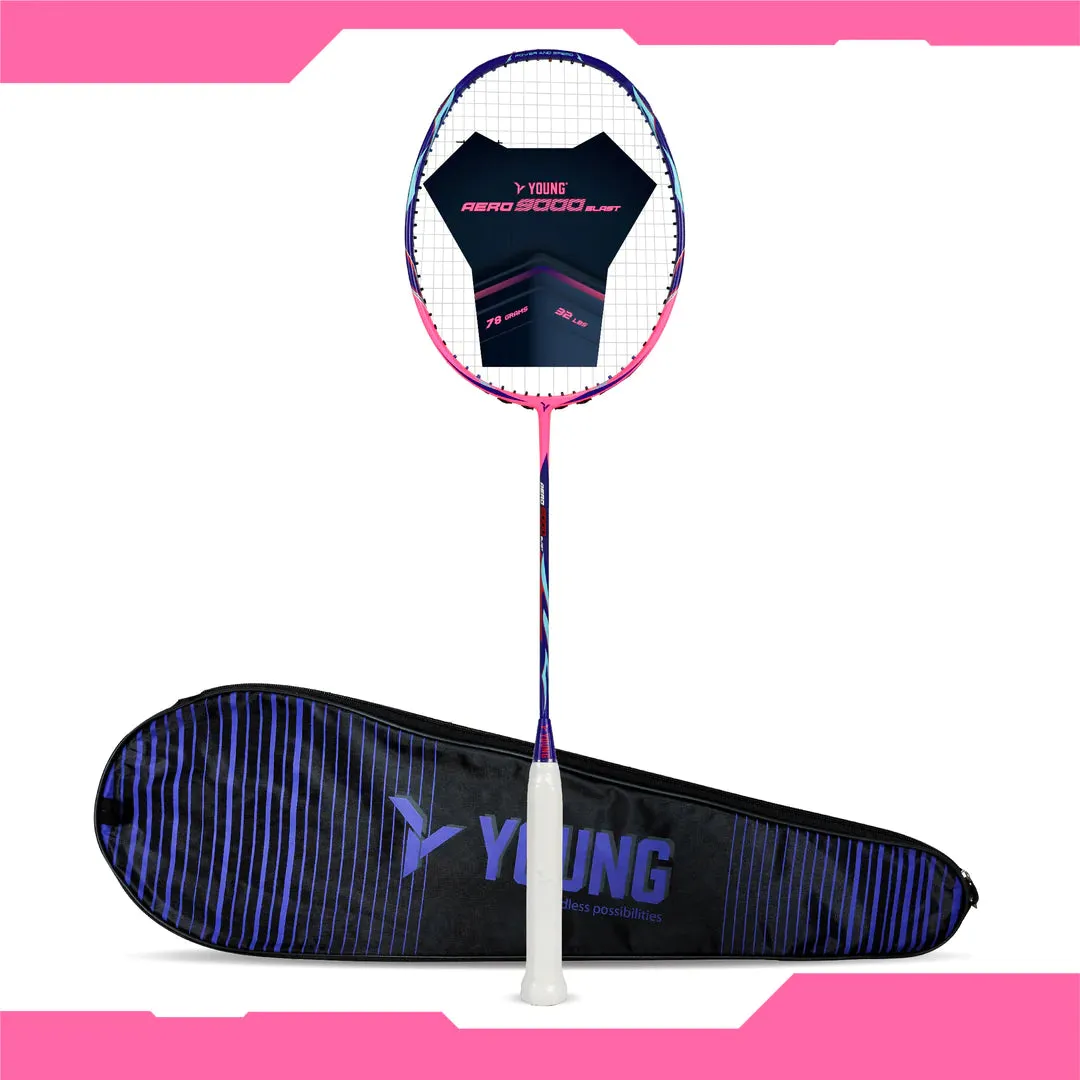 Young Aero 9000 Blast Badminton Racket (Strung) | Blue/Pink