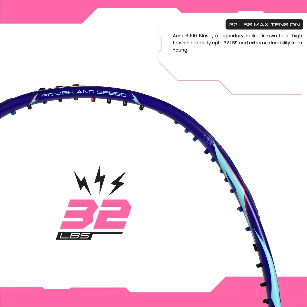 Young Aero 9000 Blast Badminton Racket (Strung) | Blue/Pink