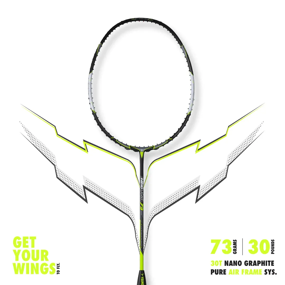 Young Wing Light 73 Badminton Racket (Strung) | Black/Green