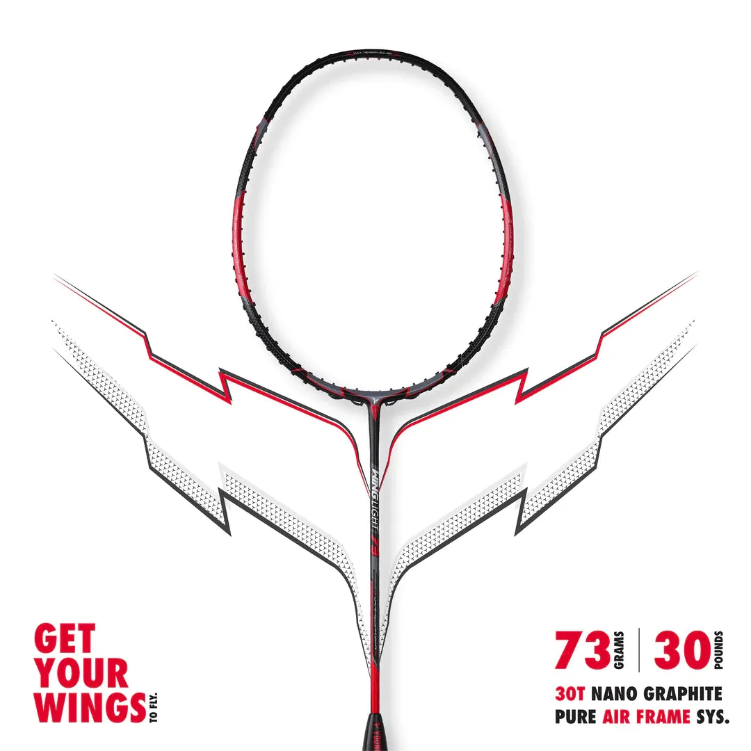 Young Wing Light 73 Badminton Racket (Strung) | Black/Red